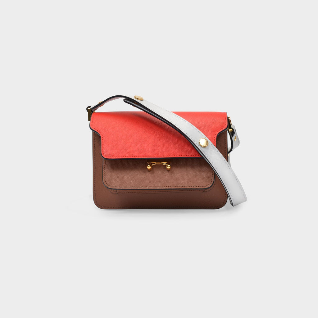 Red saffiano leather mini Trunk bag