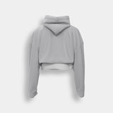 Layered Cropped Hoodie (Daisy) - White