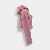 Layered Cropped Hoodie (Piglet) - Pink