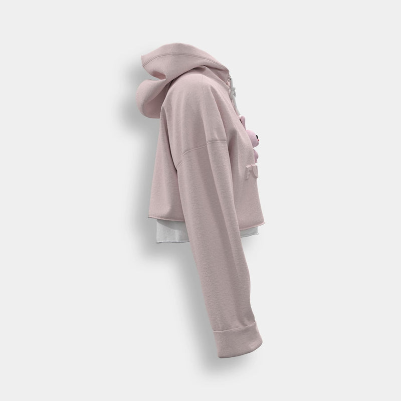 Layered Cropped Hoodie (Flopsie) - Pink
