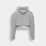 Layered Cropped Hoodie (Woolly) - White
