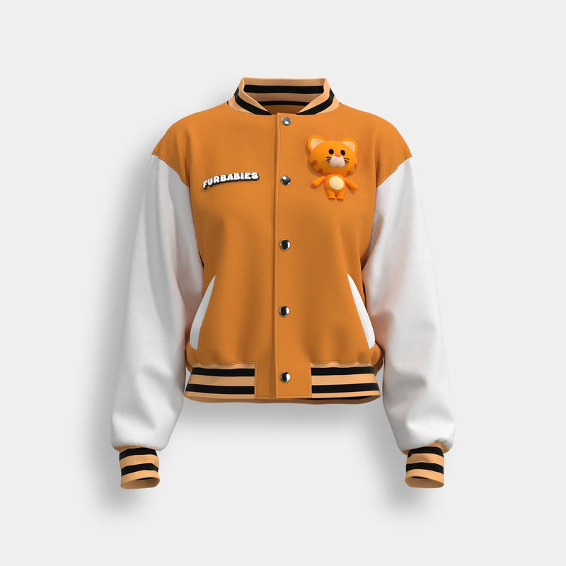 Varsity Jacket (Kitty) - Orange & White