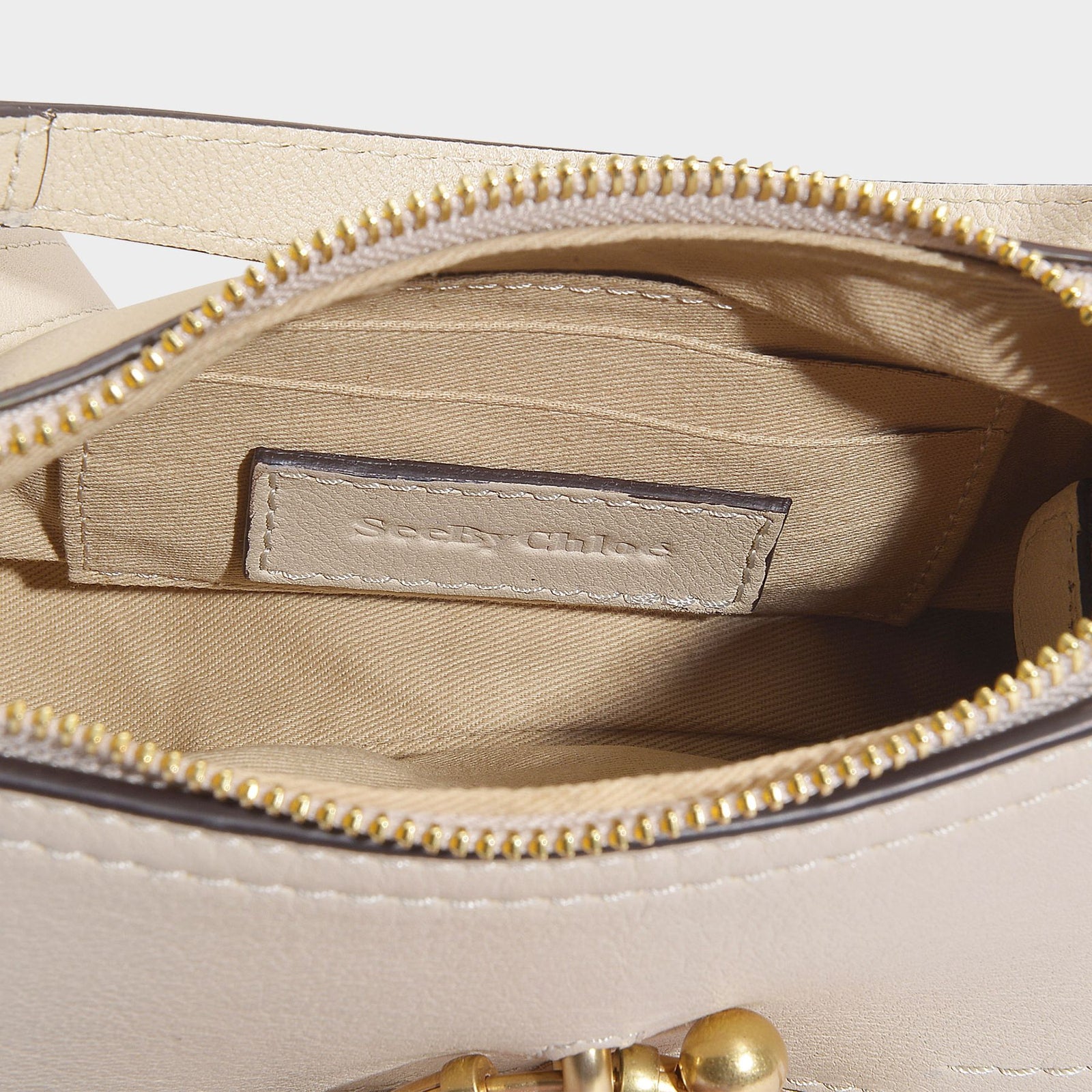 Joan Mini Hobo Bag See By Chloe Cement Beige Leather