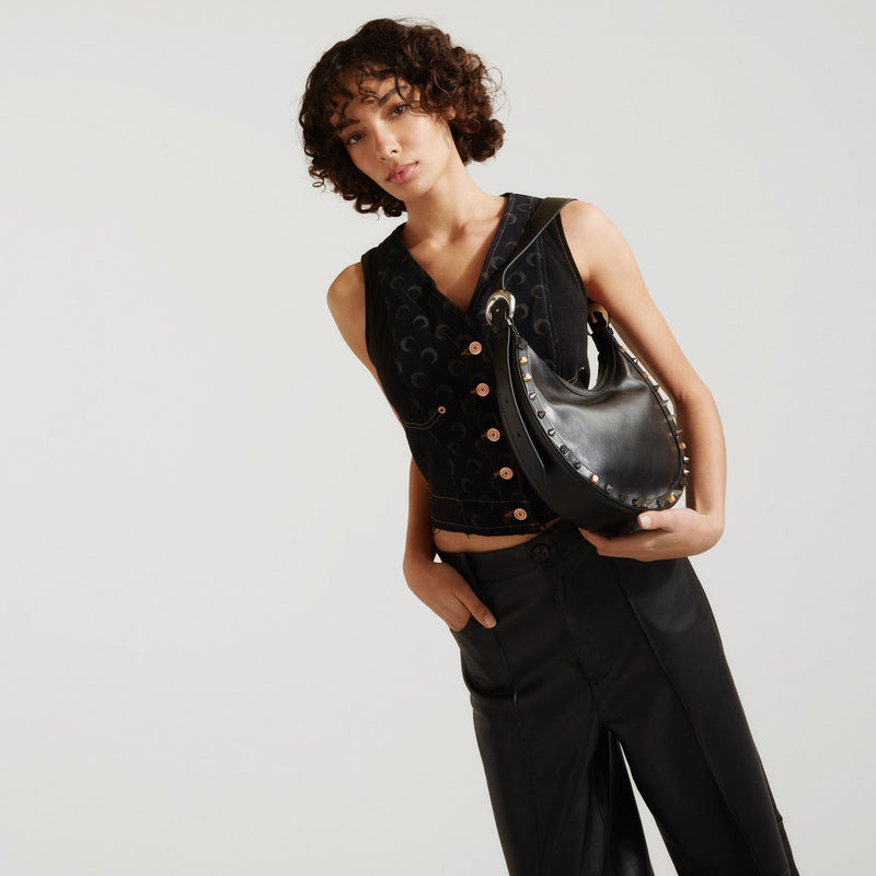 Crescent Moon Bag in Black Leather