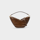 Mini Tulip Bag in Brown Croc-Embossed Leather