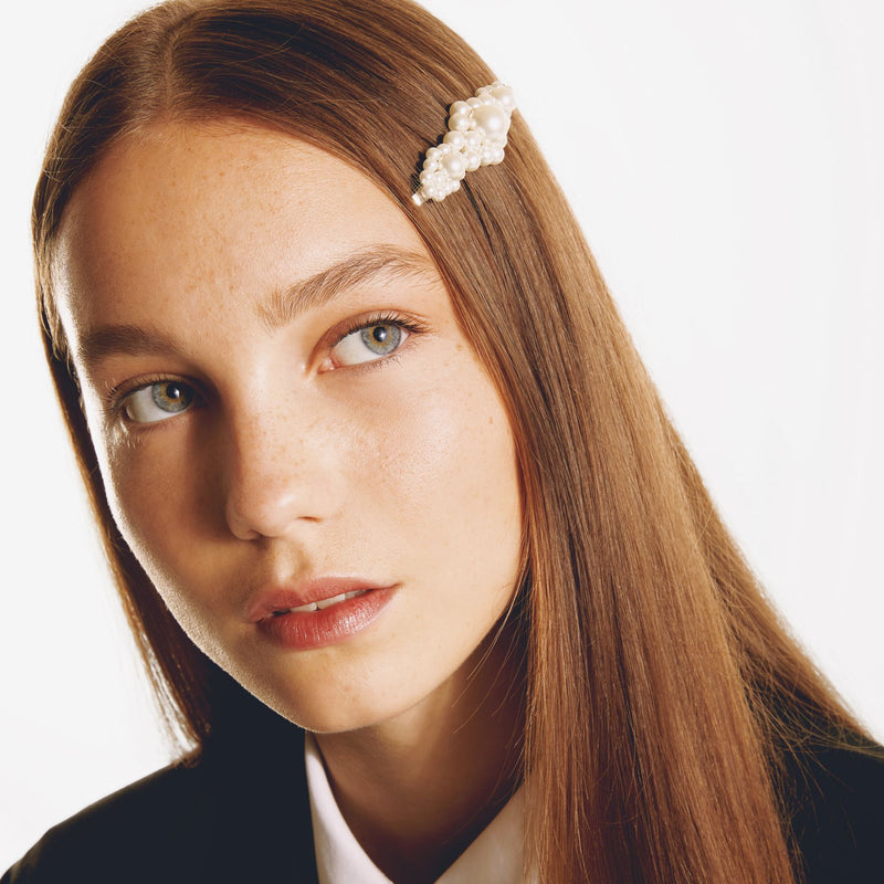 Large Flower Hair Clip Simone Rocha Pearl Beige