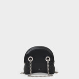 Circle Mini W/Chain in Black Leather