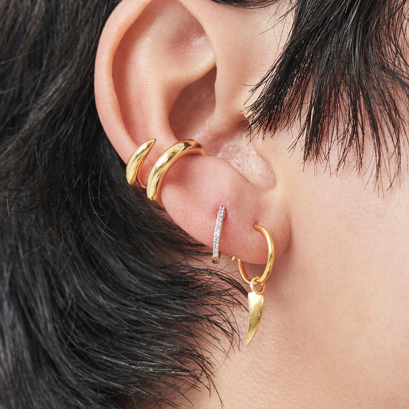 Pave Huggie earrings in Gold