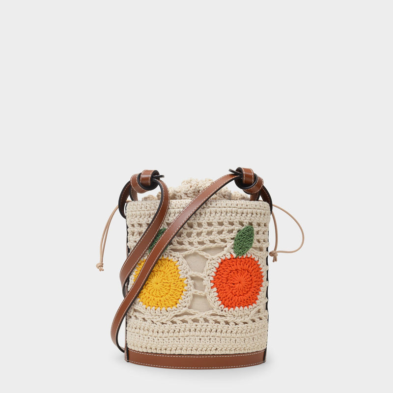 Fruit Crochet Anita Bucket Bag in Multi Canvas