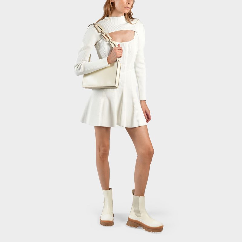 Mina Shoulder Bag in Cream Leather