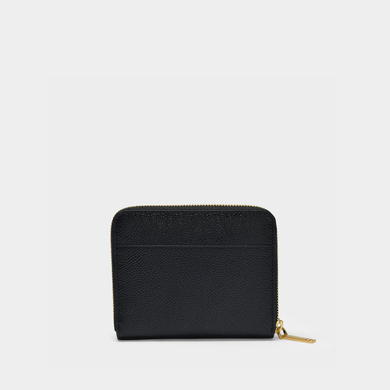 Zipped Purse in Grained Black Leather