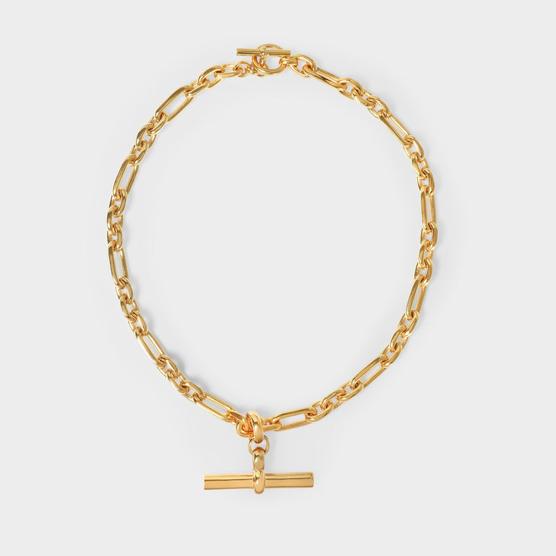 Gold T Bar Necklace On Plated Gold