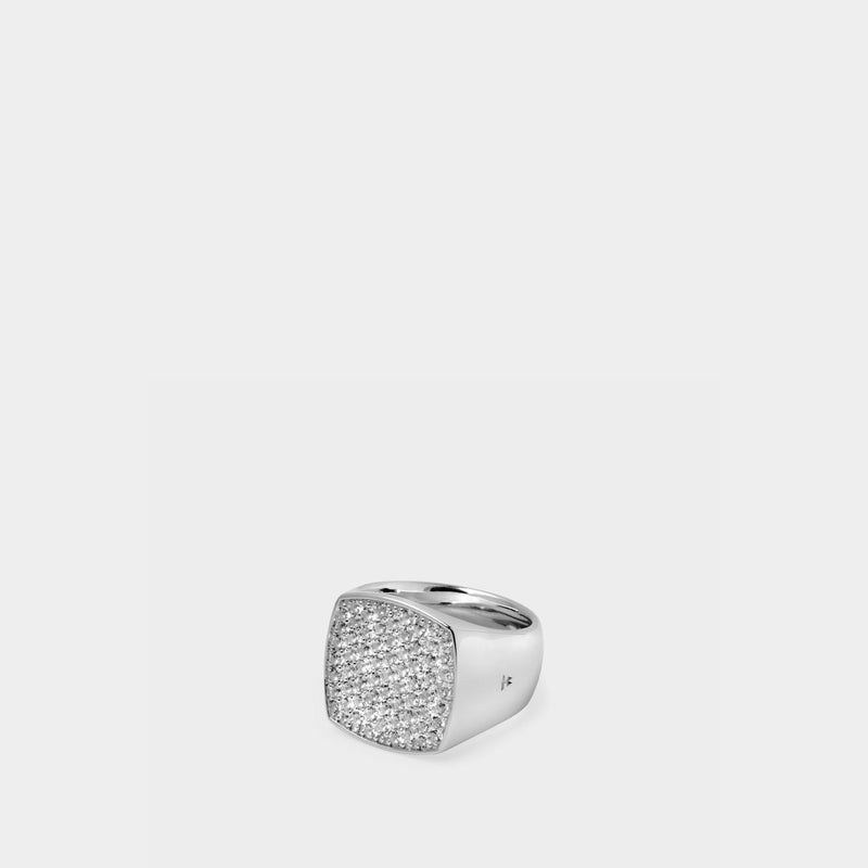 Pinkie Cushion Ring in Silver and White Topaz