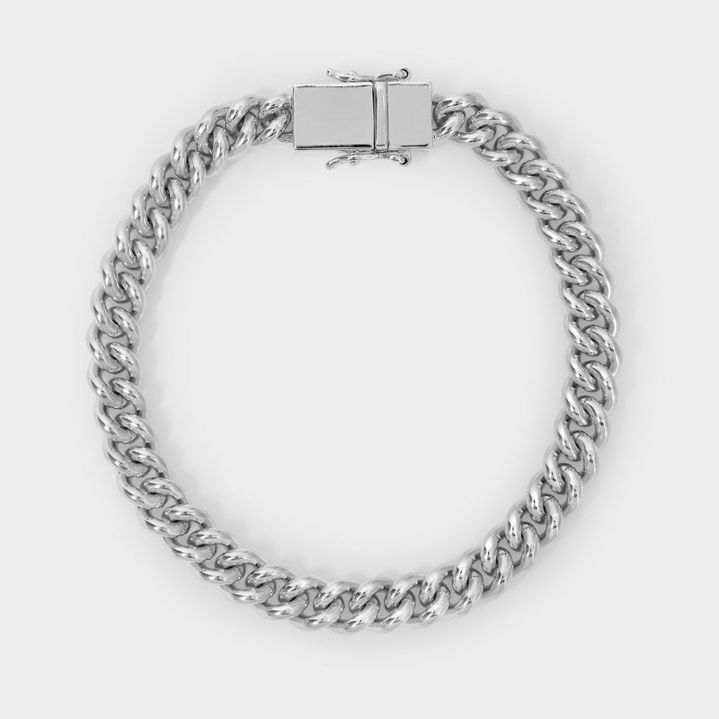 Rounded Curb Bracelet in Silver