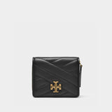 Kira Chevron Bi-Fold Wallet in Black Leather