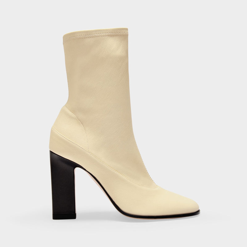 Lesly Bicolore Boots in Beige and Black Leather
