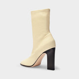 Lesly Bicolore Boots in Beige and Black Leather