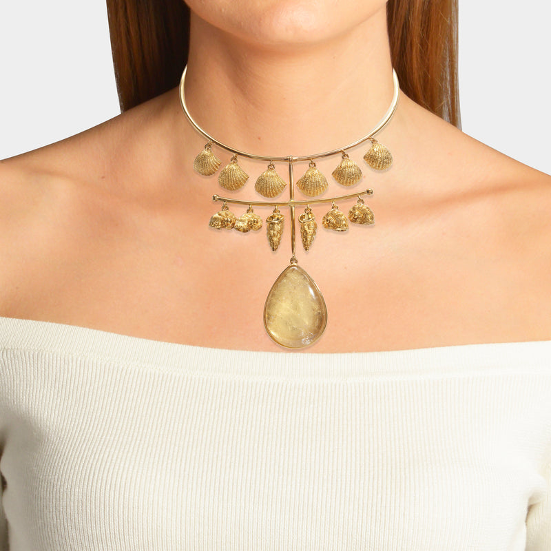 Panama Gold-Plated Necklace with Rock Crystal